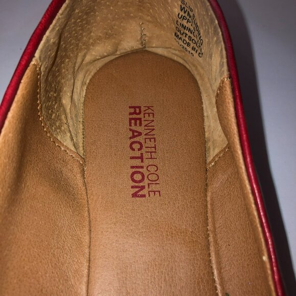 Kenneth Cole Reaction Womens Size 8.5 M Red Leather Slip On Ballet Flats Shoes - Picture 5 of 11